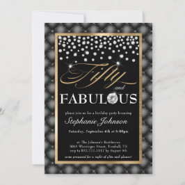 Invitación Cincuenta y fabulosos diamantes de oro negro glamo