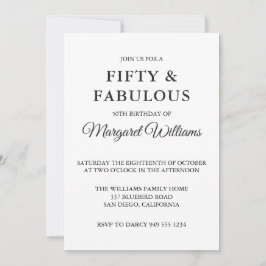 Invitación Cincuenta y fabulosos puntos de Polka Black White 