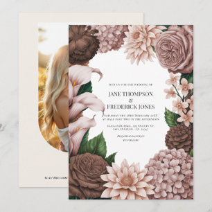 Invitación Cinder Rose, Canela Quemada y Rubor de Piedra de A