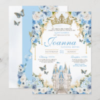 Cinderella Blue Gold Princess Castle Quinceanera