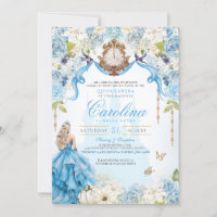 Cinderella Blue & Gold Princess Luxury Quinceanera