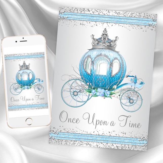 Invitación Cinderella Blue Princess Birthday Party (Princess any occasion invitation. Digital download a printed invitations available.)