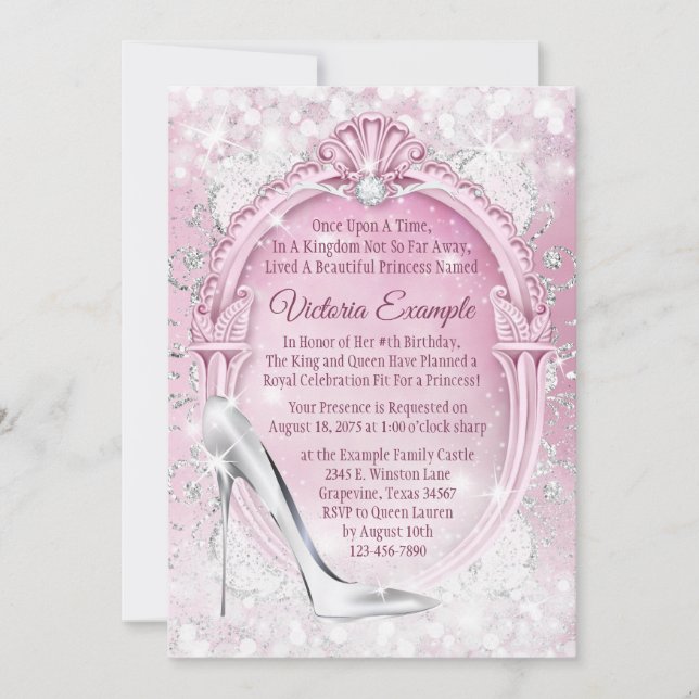Invitación Cinderella Glass Slipper Quinceanera (Anverso)