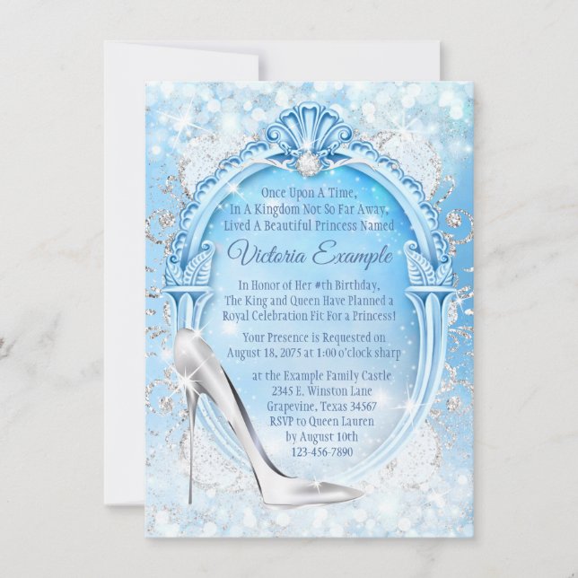 Invitación Cinderella Glass Slipper Quinceanera (Anverso)