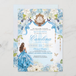 Invitación Cinderella Luz Azul Real Princesa Quinceañera