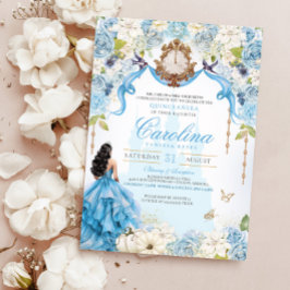 Invitación Cinderella Luz Azul Real Princesa Quinceañera