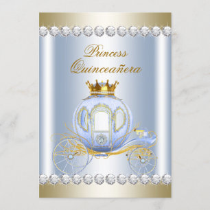 Invitación Cinderella Princesa Azul Quinceañera