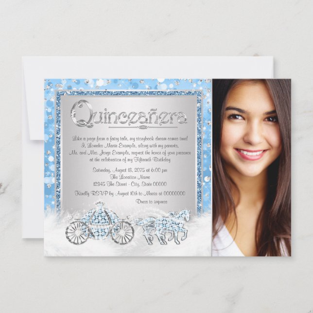 Invitación Cinderella Princesa Quinceañera (Anverso)