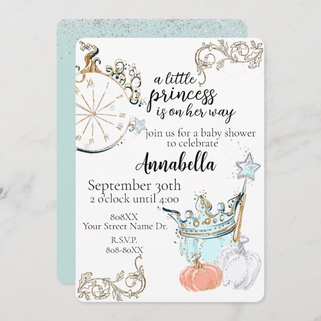 Invitación Cinderella Princess Baby Shower (Anverso / Reverso)