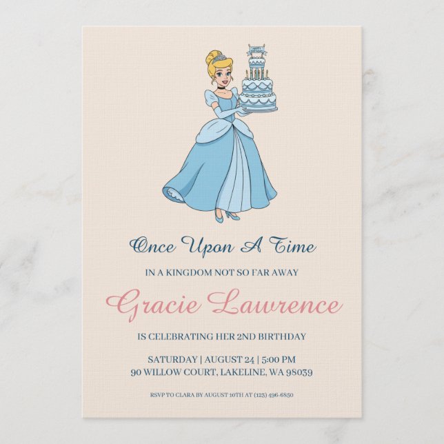 Invitación Cinderella princess birthday invitations (Anverso)