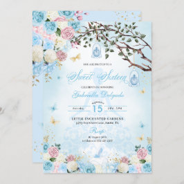 Invitación Cinderella Princess Enchanted Garden Sweet 16