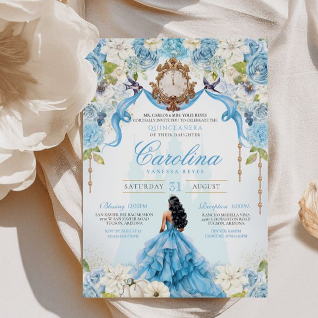 Invitación Cinderella Quinceanera Luxury Blue Gold Cumpleaños (Subido por el creador)