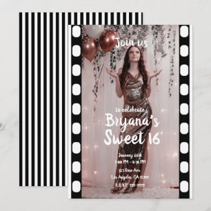 Invitación Cine de Película de Hollywood Fotografía Dulces 16