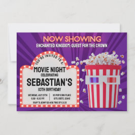 Invitación Cine retro Rótulo y película de popcorn cumpleaños