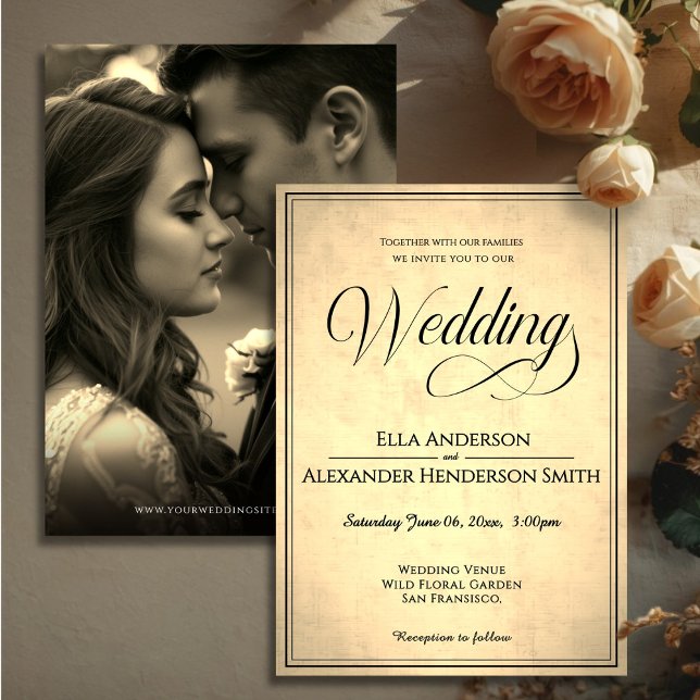 Invitación Cinematic Photo Vintage Wedding Invitation  (Cinematic Photo Vintage Wedding Invitation)