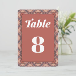 Invitación Cinnamon and Marsala Art Deco Wedding Table Number