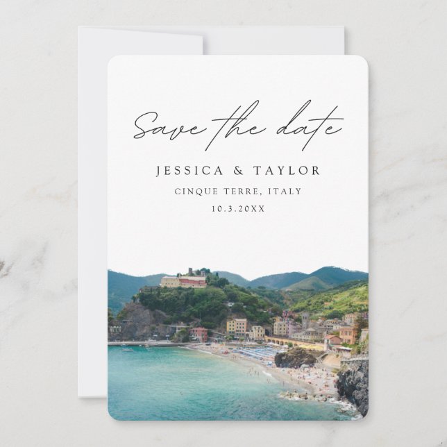 Invitación Cinque Terre salva la fecha Boda italiano (Anverso)