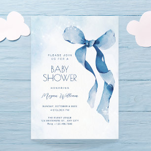 Invitación Cinta azul de lazo de bebé ducha