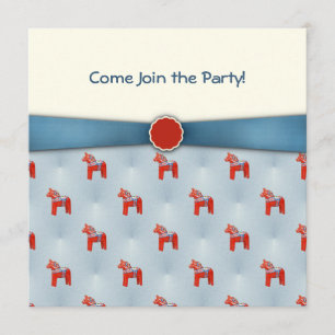 Invitación Cinta azul Fiesta de caballo dala sueca
