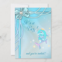 Cinta azul Lace Pearl Dolphin Boy Baby Shower