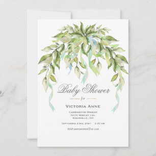 Invitación Cinta azul verde elegante Baby Shower