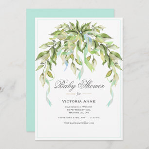 Invitación Cinta azul verde elegante Baby Shower