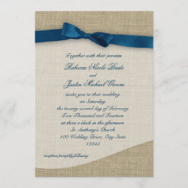 Invitación Cinta azul y Boda Burlap