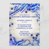 Cinta azul y fiesta de cumpleaños de los niños con