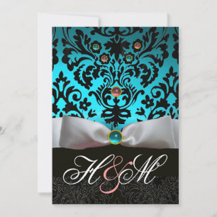 INVITACIÓN CINTA BLANCA TERCIOPELO ROSA AZUL NEGRO DAMASCO MO