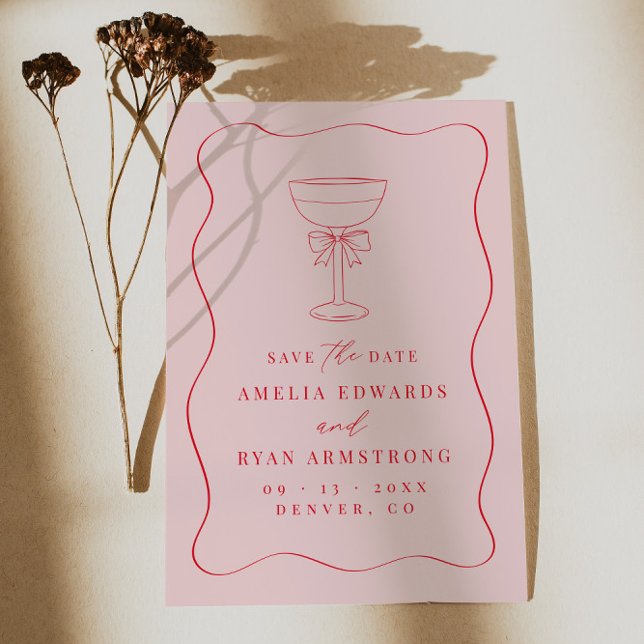 Invitación Cinta Bow Elegante Moderno Guardar La Fecha (Subido por el creador)