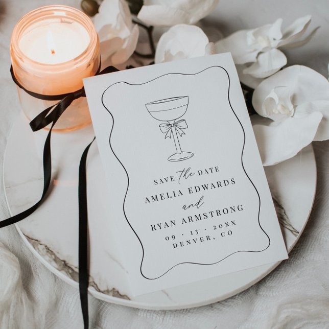 Invitación Cinta Bow Elegante Moderno Guardar La Fecha (Subido por el creador)