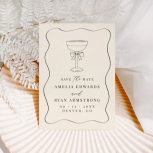 Invitación Cinta Bow Elegante Moderno Guardar La Fecha