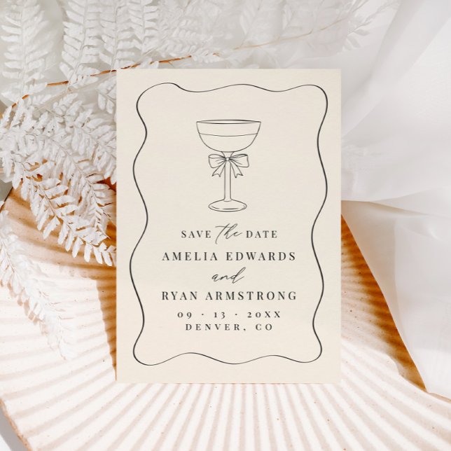 Invitación Cinta Bow Elegante Moderno Guardar La Fecha (Subido por el creador)