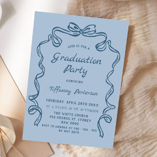 Invitación Cinta caprichosa dibujada a mano graduación azul m
