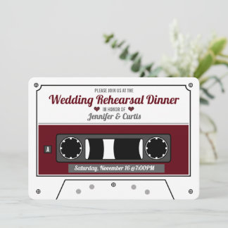 Invitación Cinta Cassette Wine Boda Rojo Ensayo Cena
