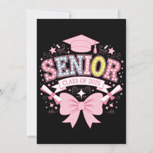 Invitación Cinta Coqueta Rosa de Graduación de la Clase Super
