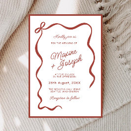 Invitación Cinta de Arco Dibujada a Mano Roja Boceto Boda