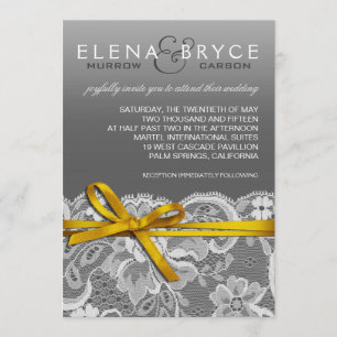 Invitación Cinta de arcos y amarillo Boda de encaje