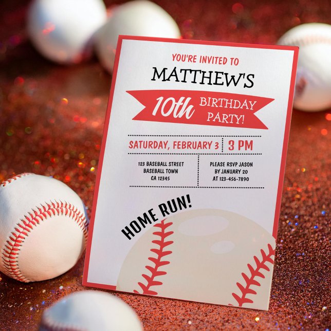 Invitación Cinta de béisbol grande moderna y moderna Nacimien (Subido por el creador)