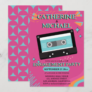 Invitación Cinta de casete de música retro de los 70 Groovy F
