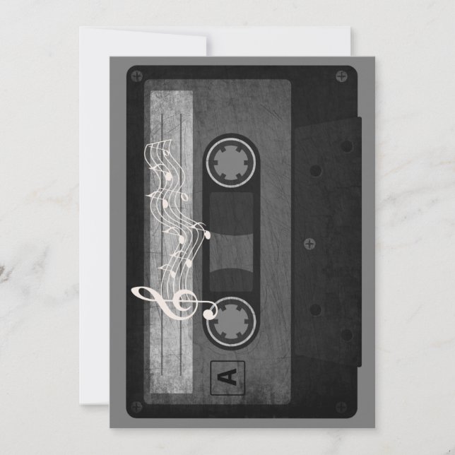 Invitación Cinta de casete Old School deteriorada  (Anverso)