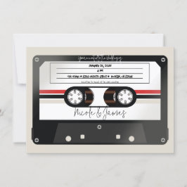 Invitación Cinta de casete retro beige gris Bodas años 80 90