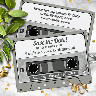Invitación Cinta de Casete Retro para Boda Guardar la Fecha