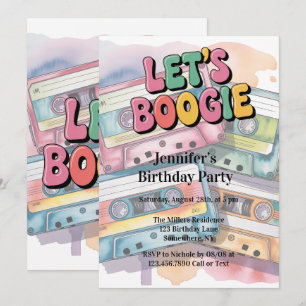 Invitación Cinta de Casete Retro ¡Vamos a Bailar Boogie Cumpl