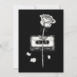 Invitación Cinta de casete vintage estética de rosa florecien