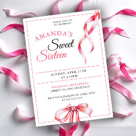 Invitación Cinta de color de agua rosada que fluye dulce 16 c