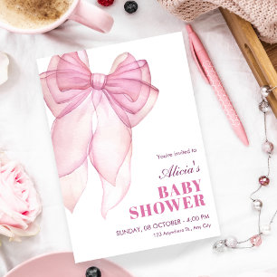 Invitación Cinta de color rosa para bebé