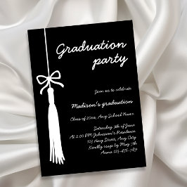 Invitación Cinta de Coquette Graduación Borla Negra 2026 Grad
