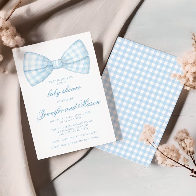 Invitación Cinta de corbata de lazo azul lindo bebé ducha (Subido por el creador)