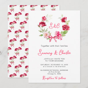 Invitación Cinta de Corona de Boda de Rosa Roja